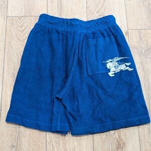 $760 Mens Burberry Towelling Knit Wool Shorts Blue Small